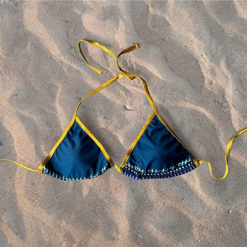 Navy & Gold Triangle Bikini Top
